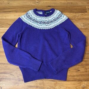 Vintage Ralph Lauren Sweater Girls’ Large Purple w. Patterned Collar